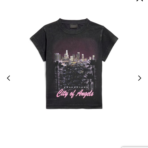 Balenciaga WOMEN'S CITY OF ANGELS SHRUNK T-SHIRT IN BLACK FADED size s - Picture 1 of 10